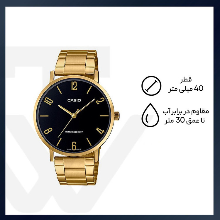 ساعت مچی عقربهای مردانه کاسیو مدل MTP-VT01G-1B2UDF