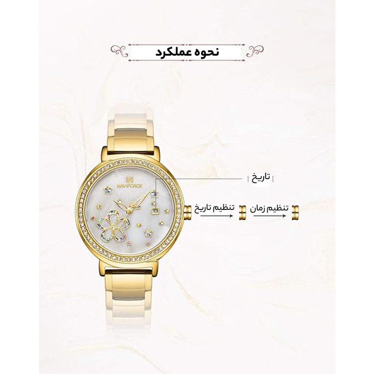 ساعت مچی عقربه ای زنانه نیوی فورس مدل NF5016 G/W