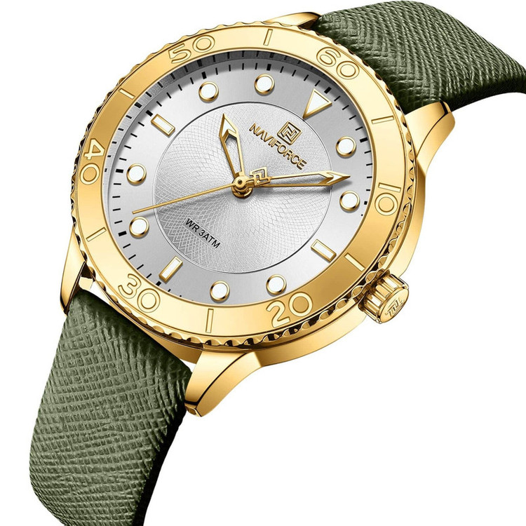 ساعت مچی عقربه ای زنانه نیوی فورس مدل NF5020 G/W/L.GN