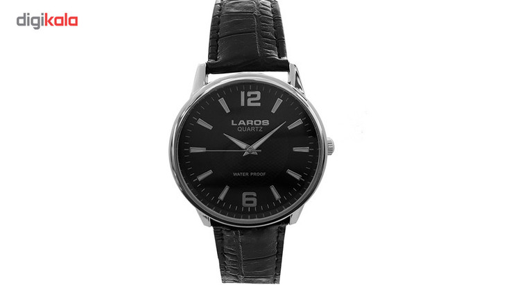 ساعت مچی عقربه ای مردانه لاروس مدل 75061S-Black به همراه جاسوییچی طرح انبردست مدل JK106