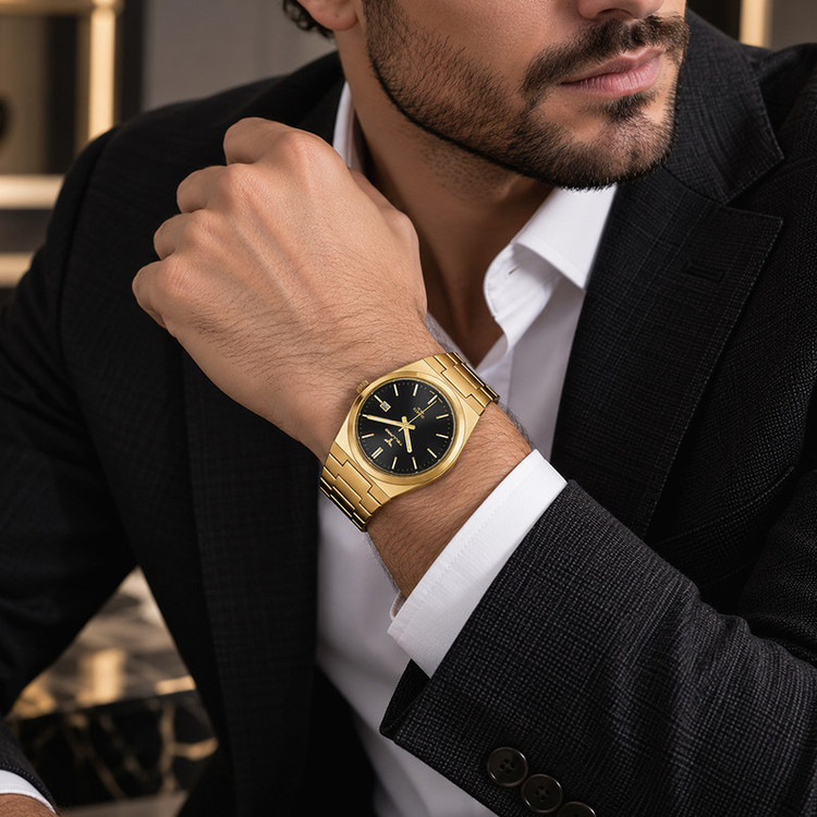 ساعت مچی عقربهای مردانه تلارو مدل 1002G-S5515 بند چرم و استیل